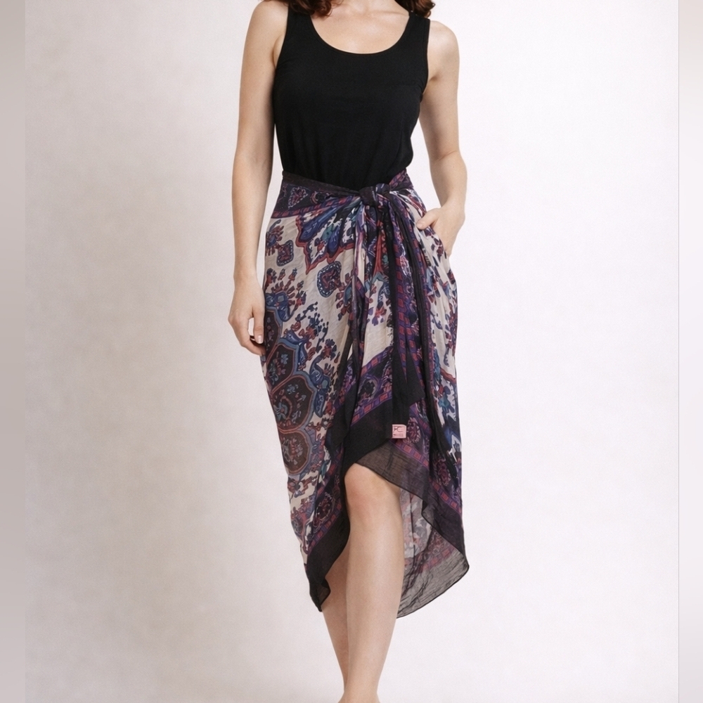 Theodora & CALLUM Floral Damask Gauze Blanket Shawl Wrap Dupatta Sarong